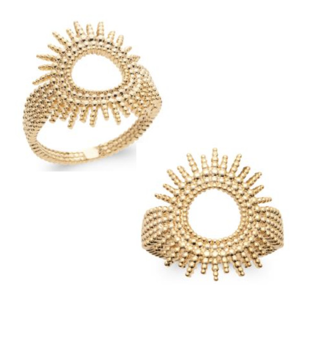 Bague ajourée soleil plaqué or 18 carats bijou femme taille 52 54 56 58 60 62 64 66 68