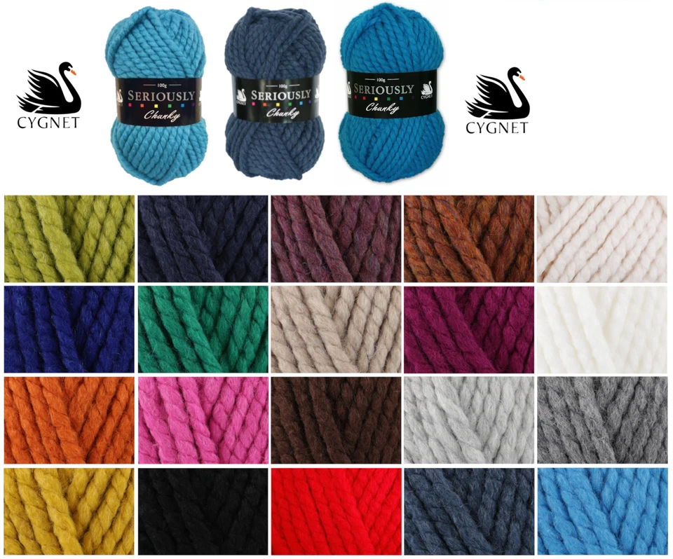 Cygnet Seriously Chunky Wool, Mythical, Prints, Metallics, Delights Yarn 100g