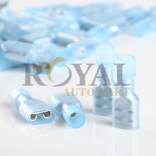 (100) Blue 16-14 AWG  Female Insulated Wire Terminal Quick Disconnect Connectors