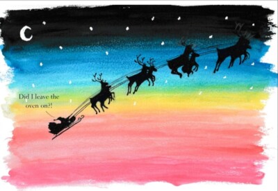 Did I Leave the Oven on?!-   Santa and Reindeer Luxury Handmade Christmas Card