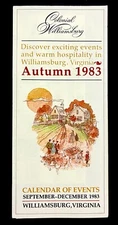 Autumn 1983 Colonial Williamsburg VA Events Calendar Vintage Travel Brochure