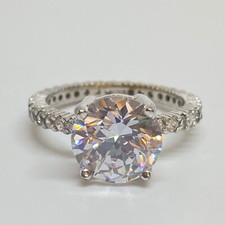 925 Sterling Silver Clear CZ Engagement Style Ladies Band Ring Size 7