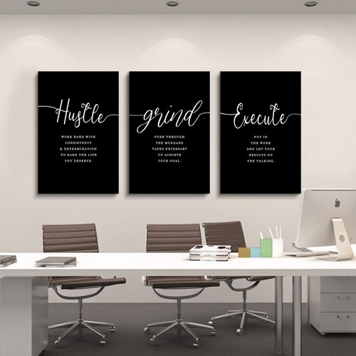 Hustle Grand Slogan Poster,Gift for Boss, Present for Father, Framed Canvas W... - Picture 5 of 9