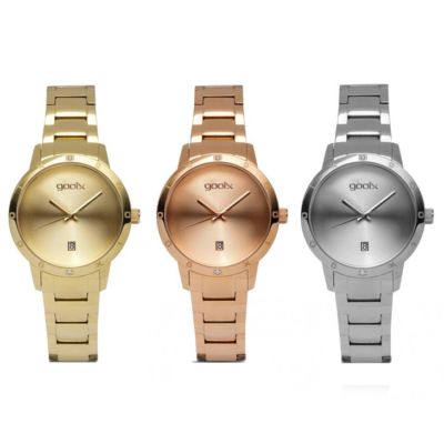 GOOIX Only Time Woman Watch PVD Steel Case and Strap with Calendar