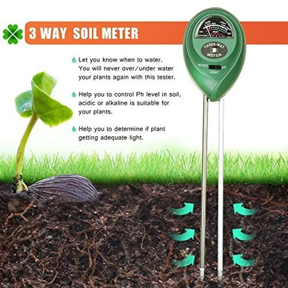 3-in-1 Soil pH Water Moisture Light Tester Meter For Garden Seeding Plants Grow - Image 4 of 4