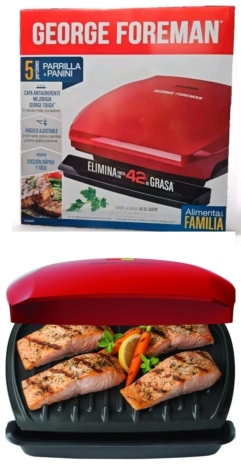 George Foreman 5 Servings Classic Plate Burgers Grill Panini Press AW#1895
Opens in a new window or