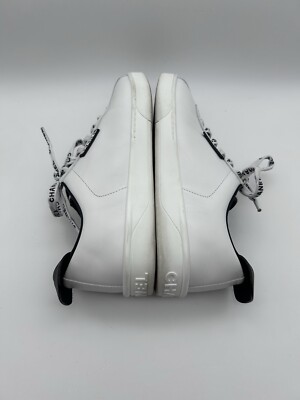 Chanel White Leather Casual Sneakers: Women's Size 36.5 Logo Laces