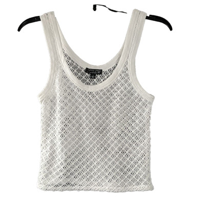 J Crew Crochet Tank Top Womens Small White Coastal Beach Fairycore Cottagecore