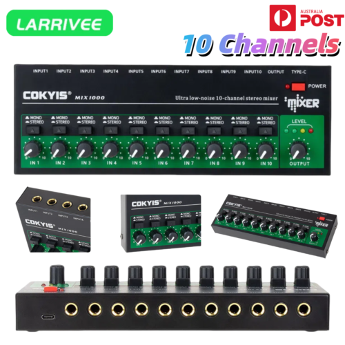 LARRIVEE 10 Channel Audio Mixer Live DJ Stereo Sound Mixing Console Record USB  - Afbeelding 1 van 13
