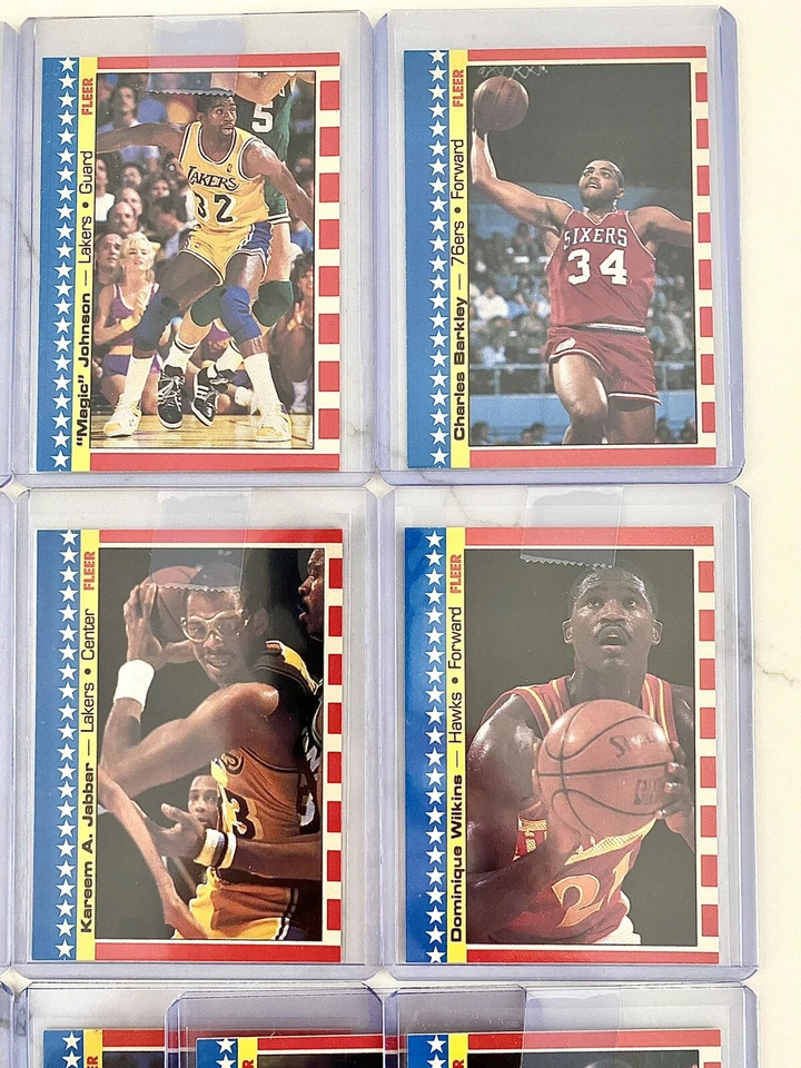 Lot of (10) 1987-88 Fleer Basketball Stickers / Bird, Magic, Barkley, Hakeem + - Image 3 of 4