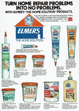 1988 Vintage Print Ad Turn Home Repair Problems Into No Elmer's Home Products