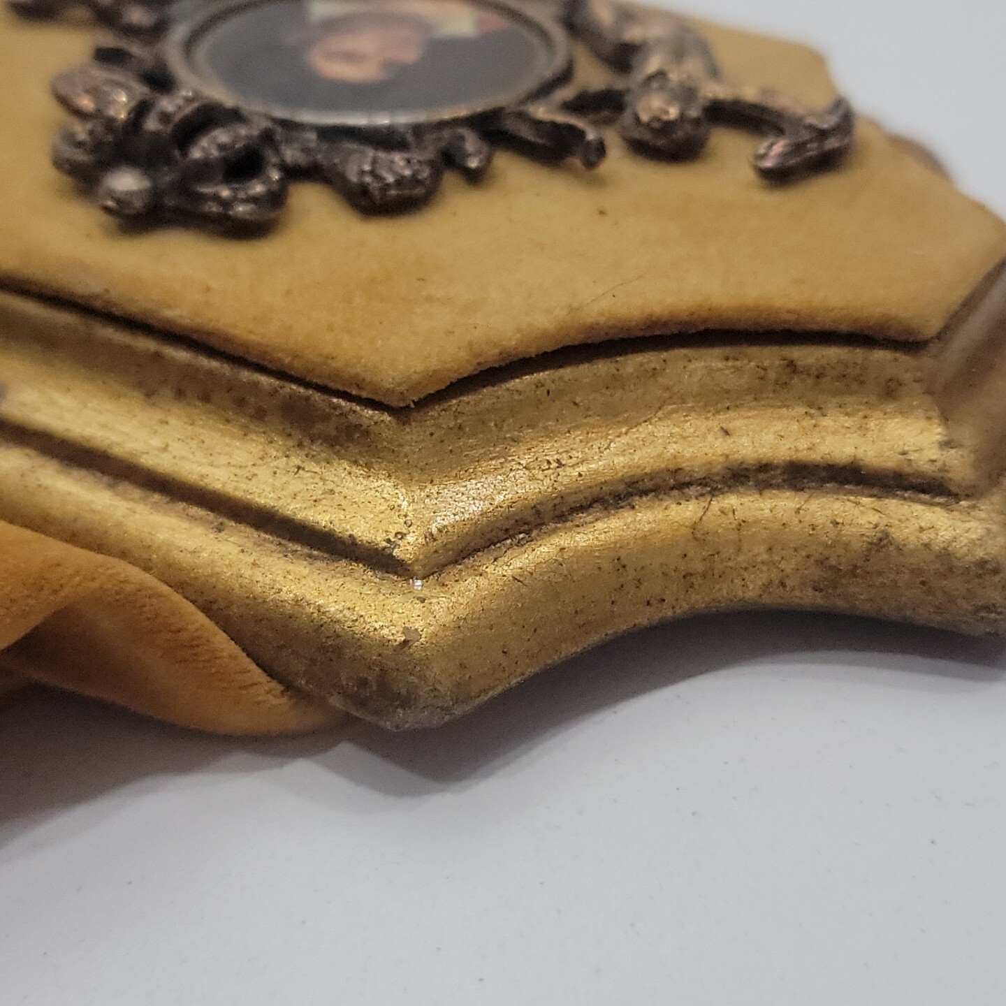 MCM Jaru Plaster & Gold Velvet Art Plaque With Cupids & Portrait Medallion