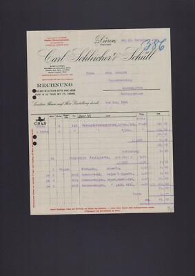 Düren, invoice 1929, Carl Schleicher & Schull paper