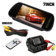 7'' Clip on Rear View Mirror Monitor 18IR LEDs Backup Camera For Trailer Caravan