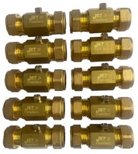 10 x Jet Range 15mm compression DZR brass slotted ball valves. Valves K64763