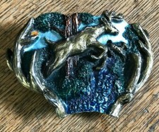 VINTAGE BELT BUCKLE WHITETAIL DEER BRASS GREAT AMERICAN BUCKLE CO 1982 USA