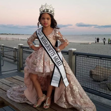 High Low Girls Pageant Dresses Sequined Appliqued Backless Flower Girl Dress