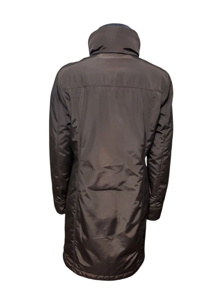 Abrigo básico de invierno marrón con cremallera cuello alto manga larga postal para mujer talla 4 Foto 3 de 4