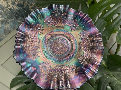 Karnevalsglas ~ Fenton Orangenbaum ~ selten 3 in 1 Rand ~