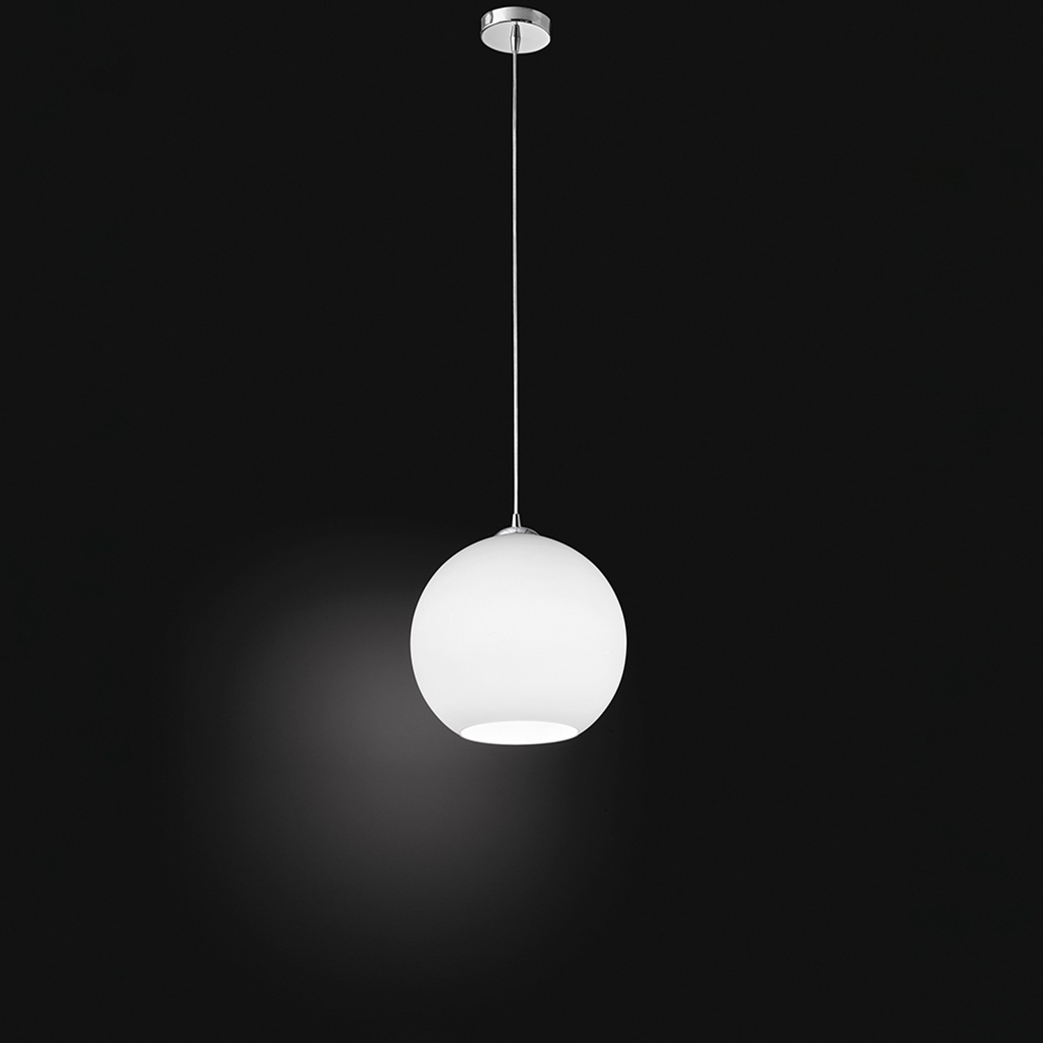 Lampadario a Sospensione UFO Cromo e Vetro Satinato Bianco 30cm E27