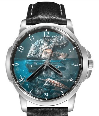 Dinosaurier T-Rex Unterwasser Lederband großes Zifferblatt Geschenk Armbanduhr