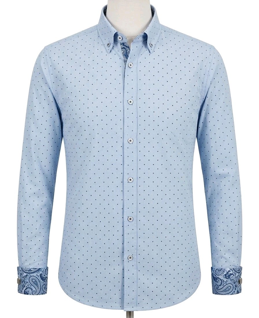 Cactus Man Ricky Singh Men's  Polka Dot Stripe Button-Up Shirt L (260416-09)