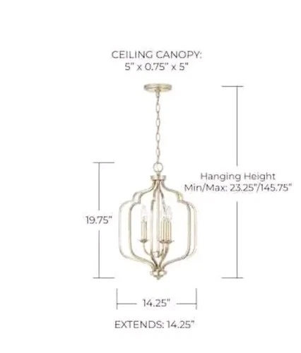 Capital Lighting 538731 Ophelia 3 Light 14"W Taper Candle Pendant - Winter Gold - Picture 8 of 8