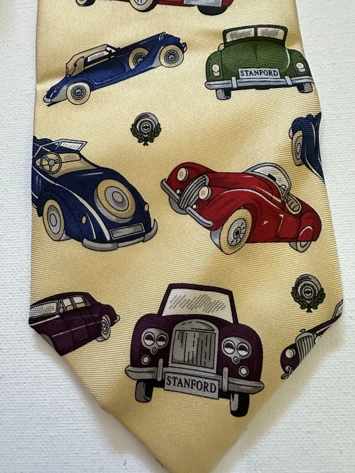 Corbata rara UniversiTies de M. LaHart Stanford University Cars 100 % seda Italia Foto 2 de 4