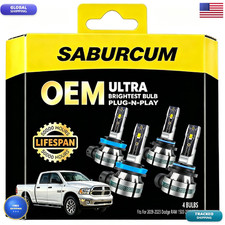Saburcum Fits 2009-2023 Dodge Ram 1500 2500 3500 Light Fog Lights 6000K White