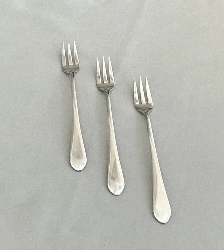 Sterling Silver Cocktail / Fish Forks, Treasure Pattern By Lunt