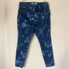 Seven7 Women's Floral Dark Blue Booty Shaper Legging Skinny Jeans size 10