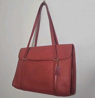 VTG Coach Large Leather Red Envelope Portfolio Brief Bag Made NY