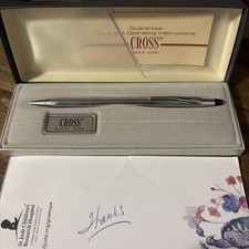 Vintage Cross Chrome 3502 Silver Ballpoint Pen with Blue Ink New Old Stock.