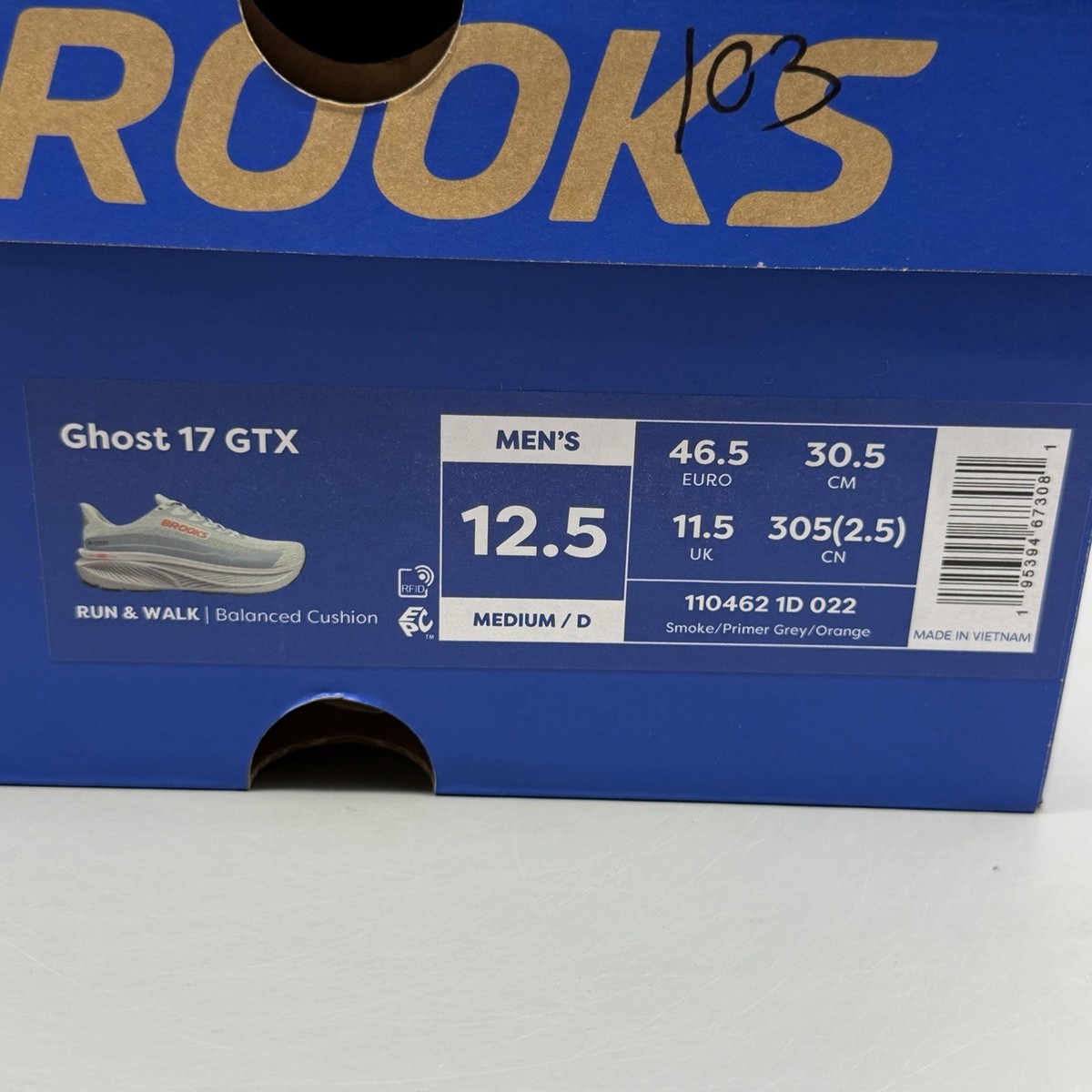 L ×8 Brooks Ghost 17 GTX Mens Size 12.5 D Waterproof Running Shoes Grey