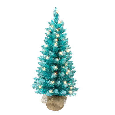 Puleo International 3 Ft Pre-Lit Fashion Teal Tree 97 Tips 50 Ul Clear