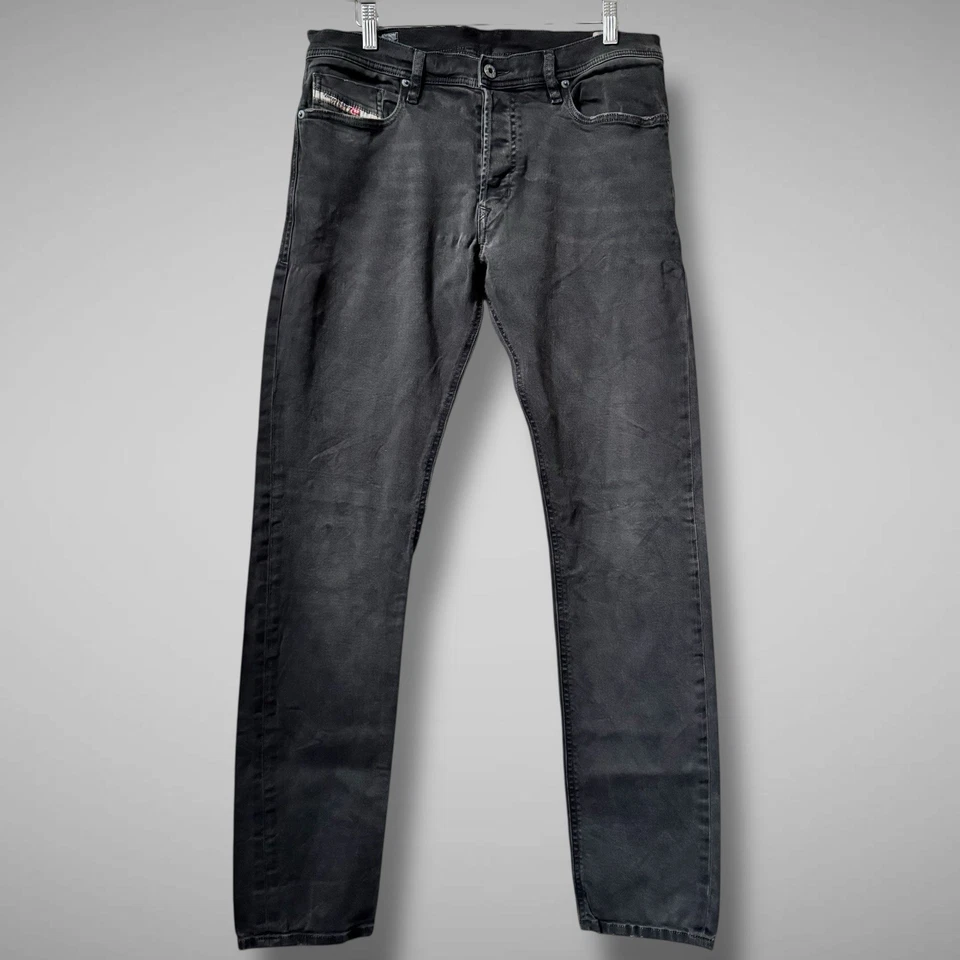 Jeans Diesel Para Hombre 33W 32L Tepphar Delgados Zanahoria Elastizados Gris Lavado Negro Desteñido Foto 2 de 4