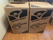 Cerwin Vega D3 Speaker System Pair Hickory 10" Woofer NEW