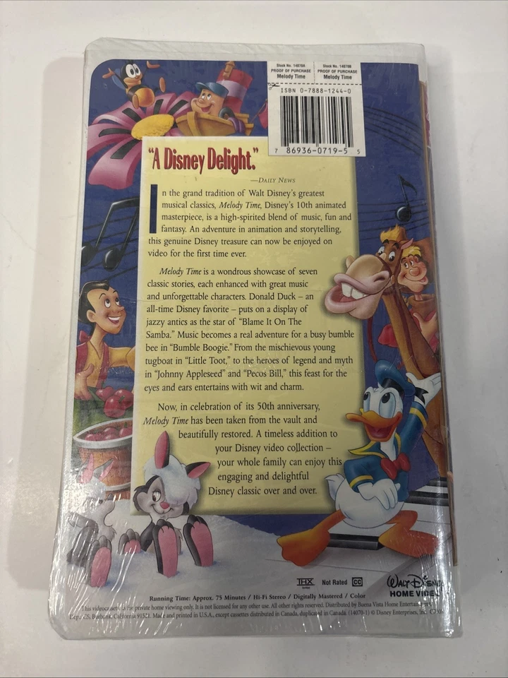 MELODY TIME Walt Disney Masterpiece Collection VHS - Factory Sealed! - Image 2 of 3