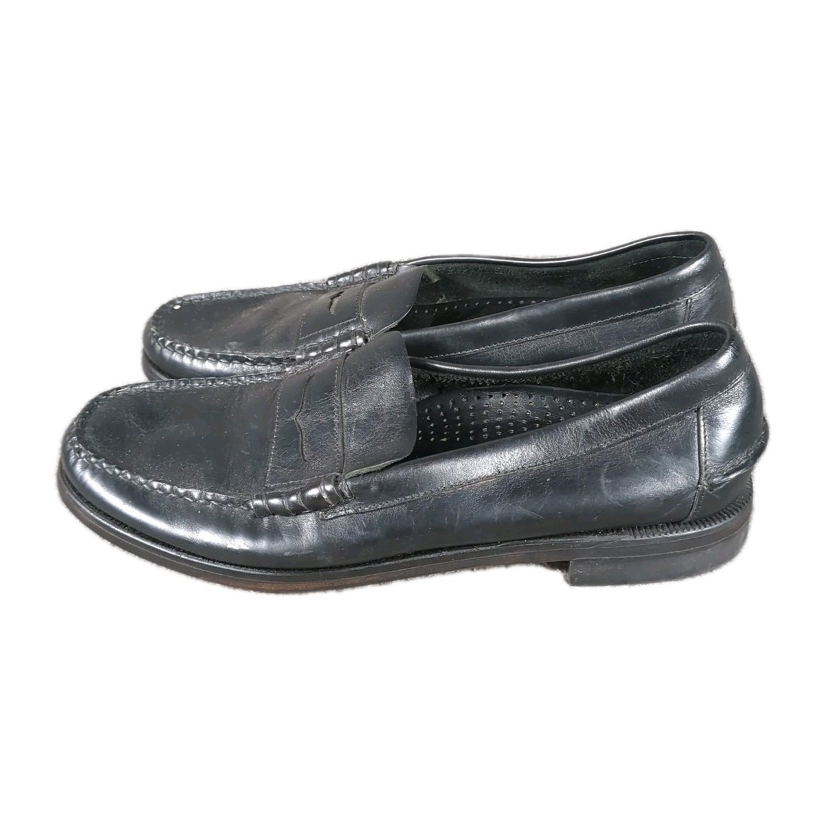 Sebago Penny Loafers Mens 11 Black Leather Moc Toe Made In 
