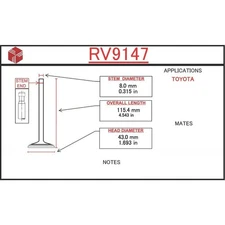 ITM Engine Components RV9147 Engine Intake Valve For 75-80 Celica Corona Pickup
