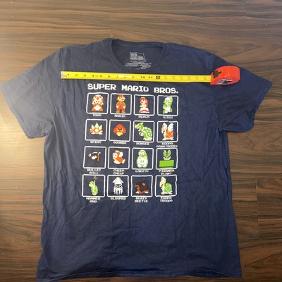 Super Mario Bros Men Size 2XL Mario NES Console Pixel Grid Boxes Graphic T-Shirt