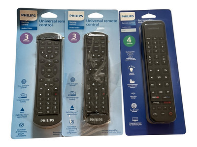 Lot of 3 Philips Universal Remote Controls For All Major Brands 3 OR 4-Devices