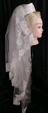 Vintage Flawless 1960s White Bun Cap Lace Wedding Veil