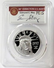 1997 W PLATINUM MOY SIGNED $100 AMERICAN EAGLE 1oz SOL PCGS PR 69 DCAM 3575.00 per troy oz