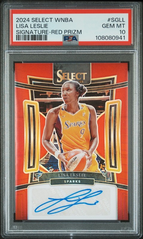 2024 PANINI SELECT LISA LESLIE WNBA SIGNATURES RED PRIZM #SGLL #/99 PSA 10 AUTO