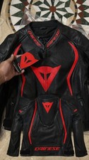 Dainese Black Leather Motorcycle Jacket Men M...