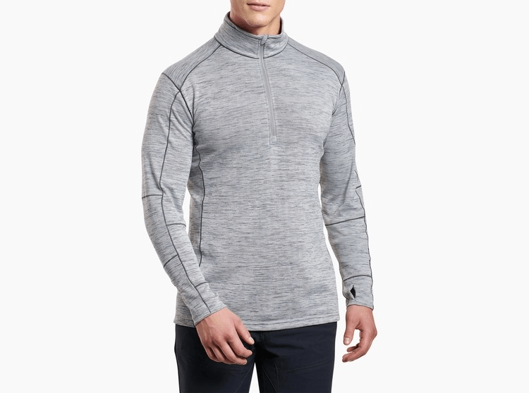 Kuhl Born Alloy Shirt Men XL Heathered grey sweater hiking base layer #763