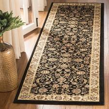 Lyndhurst Collection Runner Rug - 2'3" x 8', Black  Ivory, Traditional Oriental