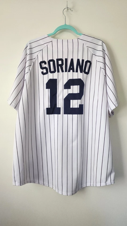Majestic MLB Hombres Talla 2XL New York Yankees Alfonso Soriano Camiseta a Rayas EE. UU. Foto 2 de 4
