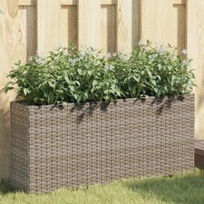 Image of WALPLUS Garden Planter with 2 Pots Grey 90x20x40 cm Poly Rattan